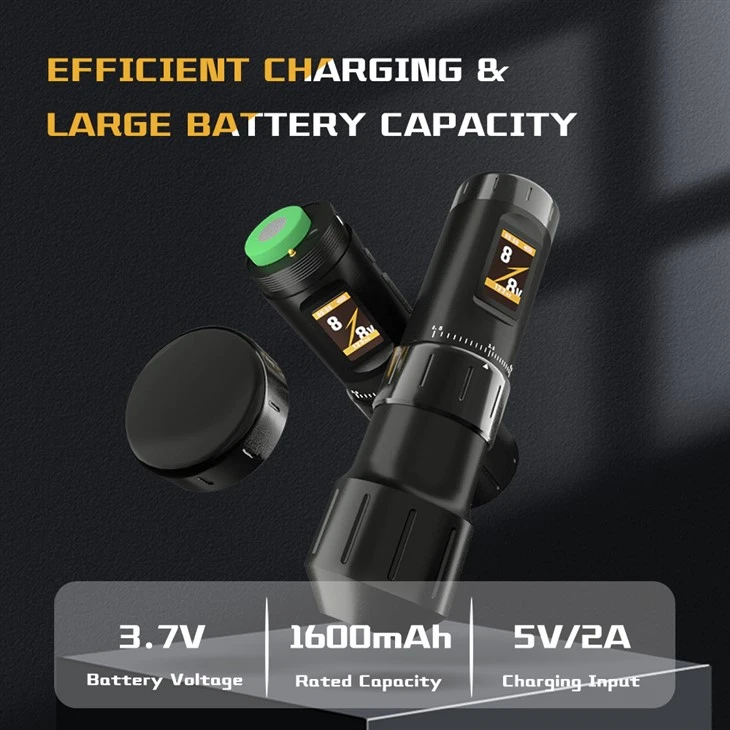 Continuously Adjustable Stoke Dual Battery Wireless Tattoo Machine Pen