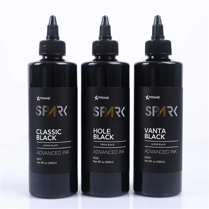 8OZ بلیک انک سیریز کلاسک بلیک لائننگ بلیک اسپارک ٹیٹو انک پروفیشنل ٹیٹو انک ڈسپلے